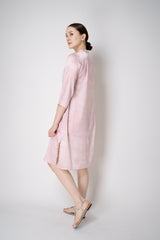 Amina Rubinacci Silk Shirt Dress in Pink and White Stripes Vancouver. Shop Online or in Store.
