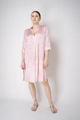 Amina Rubinacci Silk Shirt Dress in Pink and White Stripes Vancouver. Shop Online or in Store.