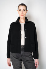 Amina Rubinacci Stockinette Stitch Wool Cropped Jacket in Black Vancouver. Shop Online or in Store.
