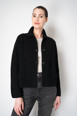 Amina Rubinacci Stockinette Stitch Wool Cropped Jacket in Black Vancouver. Shop Online or in Store.