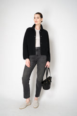 Amina Rubinacci Stockinette Stitch Wool Cropped Jacket in Black Vancouver. Shop Online or in Store.