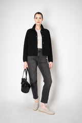 Amina Rubinacci Stockinette Stitch Wool Cropped Jacket in Black Vancouver. Shop Online or in Store.