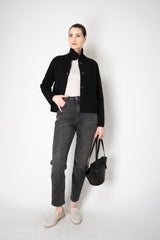 Amina Rubinacci Stockinette Stitch Wool Cropped Jacket in Black Vancouver. Shop Online or in Store.
