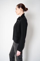 Amina Rubinacci Stockinette Stitch Wool Cropped Jacket in Black Vancouver. Shop Online or in Store.