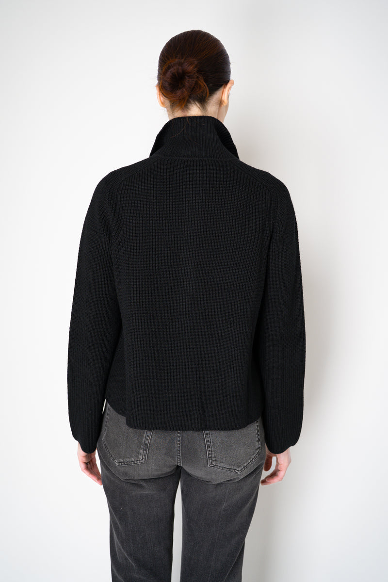 Amina Rubinacci Stockinette Stitch Wool Cropped Jacket in Black Vancouver. Shop Online or in Store.