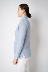 Amina Rubinacci Stretch Knit Cotton Linen Sequined Jacket in Pale Blue Vancouver. Shop Online or in Store.