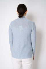 Amina Rubinacci Stretch Knit Cotton Linen Sequined Jacket in Pale Blue Vancouver. Shop Online or in Store.