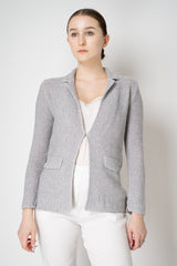 Amina Rubinacci Stretch Knit Cotton Linen Sequined Jacket in Pearl Grey Vancouver. Shop Online or in Store.