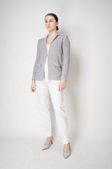 Amina Rubinacci Stretch Knit Cotton Linen Sequined Jacket in Pearl Grey Vancouver. Shop Online or in Store.