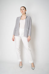 Amina Rubinacci Stretch Knit Cotton Linen Sequined Jacket in Pearl Grey Vancouver. Shop Online or in Store.