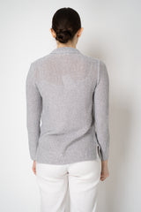 Amina Rubinacci Stretch Knit Cotton Linen Sequined Jacket in Pearl Grey Vancouver. Shop Online or in Store.