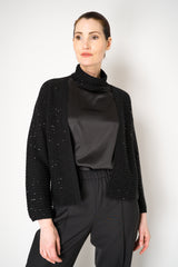 Amina Rubinacci Stretch Knit Ribbed Sequin Cardigan in Black Vancouver. Shop Online or in Store.