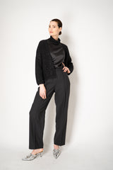 Amina Rubinacci Stretch Knit Ribbed Sequin Cardigan in Black Vancouver. Shop Online or in Store.