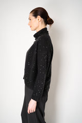 Amina Rubinacci Stretch Knit Ribbed Sequin Cardigan in Black Vancouver. Shop Online or in Store.