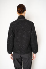 Amina Rubinacci Stretch Knit Ribbed Sequin Cardigan in Black Vancouver. Shop Online or in Store.