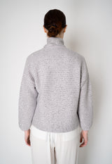 Amina Rubinacci Stretch Knit Ribbed Sequin Cardigan in Light Grey Vancouver. Shop Online or in Store.