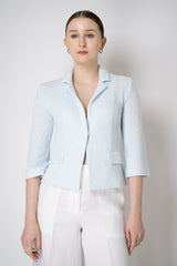 Amina Rubinacci Stretch Knit Sequined Cropped Jacket in Light Blue Vancouver. Shop Online or in Store.