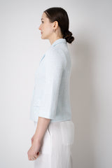 Amina Rubinacci Stretch Knit Sequined Cropped Jacket in Light Blue Vancouver. Shop Online or in Store.