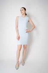 Amina Rubinacci Stretch Knit Sequined Shift Dress in Light Blue Vancouver. Shop Online or in Store.