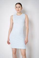Amina Rubinacci Stretch Knit Sequined Shift Dress in Light Blue Vancouver. Shop Online or in Store.