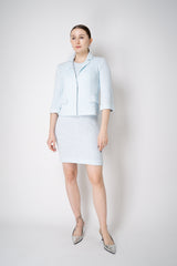 Amina Rubinacci Stretch Knit Sequined Shift Dress in Light Blue Vancouver. Shop Online or in Store.
