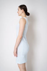 Amina Rubinacci Stretch Knit Sequined Shift Dress in Light Blue Vancouver. Shop Online or in Store.