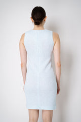Amina Rubinacci Stretch Knit Sequined Shift Dress in Light Blue Vancouver. Shop Online or in Store.
