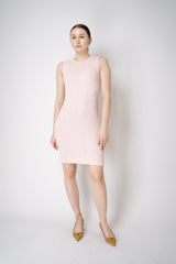 Amina Rubinacci Stretch Knit Sequined Shift Dress in Light Pink Vancouver. Shop Online or in Store.