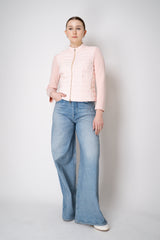Amina Rubinacci Stretch Weave Linen Jacket with Padded Front in Light Pink Vancouver. Shop Online or in Store.