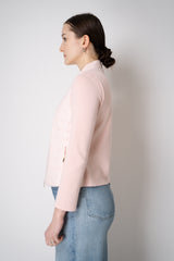 Amina Rubinacci Stretch Weave Linen Jacket with Padded Front in Light Pink Vancouver. Shop Online or in Store.