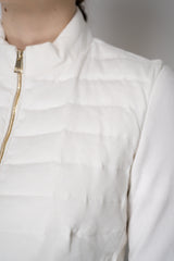 Amina Rubinacci Stretch Weave Linen Jacket with Padded Front in White Vancouver. Shop Online or in Store.