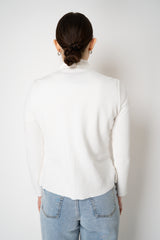 Amina Rubinacci Stretch Weave Linen Jacket with Padded Front in White Vancouver. Shop Online or in Store.