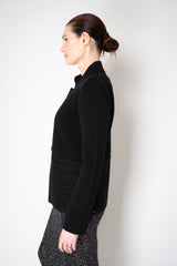 Amina Rubinacci Wool Cashmere Knit Cardigan Jacket with Sequined Hem in Black Vancouver. Shop Online or in Store.