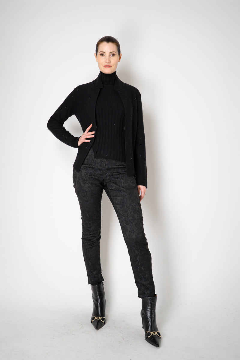 Amina Rubinacci Wool Cashmere Knit Sequined Cardigan in Black Vancouver. Shop Online or in Store.