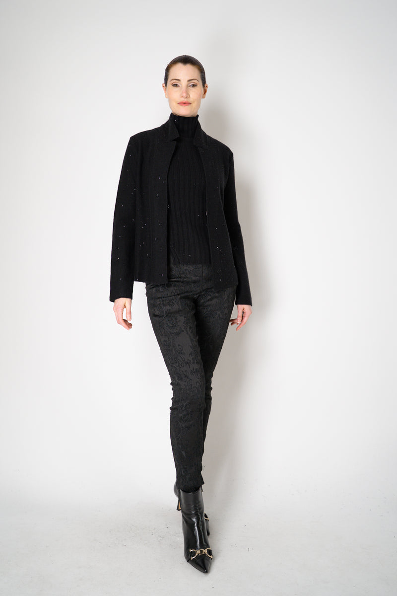 Amina Rubinacci Wool Cashmere Knit Sequined Cardigan in Black Vancouver. Shop Online or in Store.