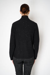 Amina Rubinacci Wool Cashmere Knit Sequined Cardigan in Black Vancouver. Shop Online or in Store.
