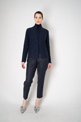 Amina Rubinacci Wool Cashmere Knit Sequined Cardigan in Navy Vancouver. Shop Online or in Store.