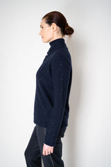 Amina Rubinacci Wool Cashmere Knit Sequined Cardigan in Navy Vancouver. Shop Online or in Store.
