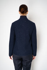 Amina Rubinacci Wool Cashmere Knit Sequined Cardigan in Navy Vancouver. Shop Online or in Store.