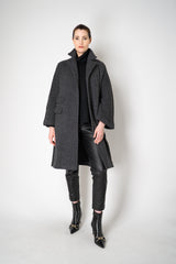 Amina Rubinacci Wool Viscose Knit Single Breasted Cardigan in Grey and Black Vancouver. Shop Online or in Store.