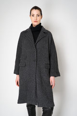 Amina Rubinacci Wool Viscose Knit Single Breasted Cardigan in Grey and Black Vancouver. Shop Online or in Store.