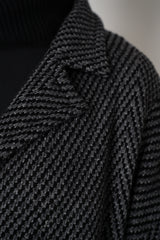 Amina Rubinacci Wool Viscose Knit Single Breasted Cardigan in Grey and Black Vancouver. Shop Online or in Store.