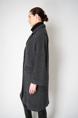 Amina Rubinacci Wool Viscose Knit Single Breasted Cardigan in Grey and Black Vancouver. Shop Online or in Store.