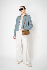 Annette Gortz Collared Cropped Milano-Knit Jacket in Blue Vancouver. Shop Online or in Store.
