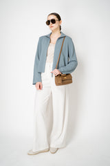 Annette Gortz Collared Cropped Milano-Knit Jacket in Blue Vancouver. Shop Online or in Store.