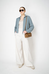Annette Gortz Collared Cropped Milano-Knit Jacket in Blue Vancouver. Shop Online or in Store.
