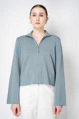 Annette Gortz Collared Cropped Milano-Knit Jacket in Blue Vancouver. Shop Online or in Store.