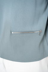 Annette Gortz Collared Cropped Milano-Knit Jacket in Blue Vancouver. Shop Online or in Store.