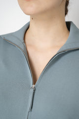 Annette Gortz Collared Cropped Milano-Knit Jacket in Blue Vancouver. Shop Online or in Store.
