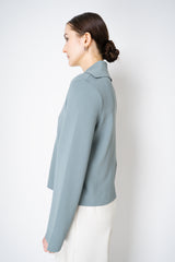 Annette Gortz Collared Cropped Milano-Knit Jacket in Blue Vancouver. Shop Online or in Store.